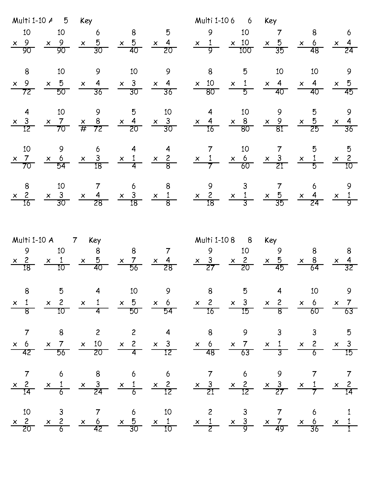 Printable Multiplication Worksheets Grade Image