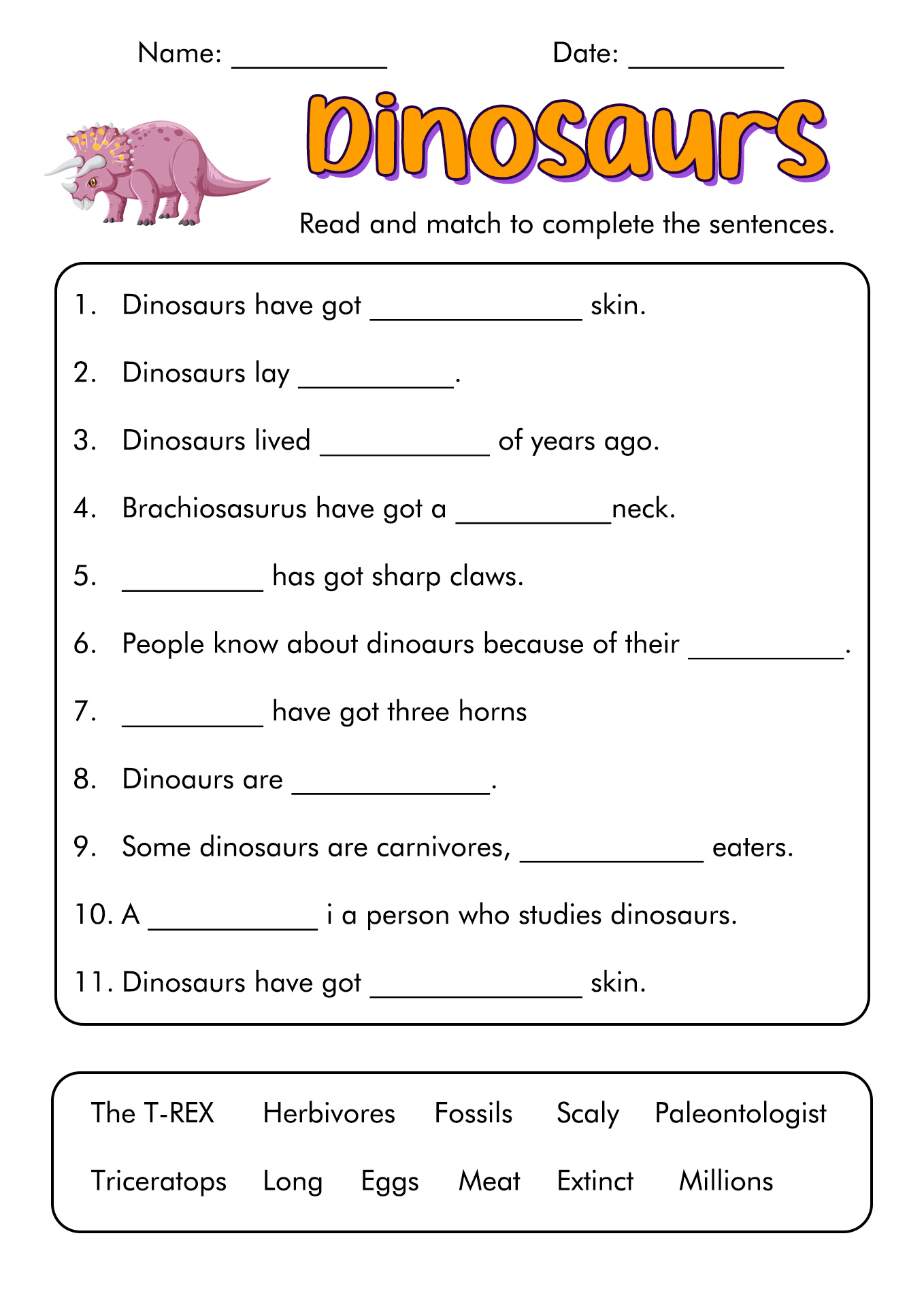 Science Fossils Worksheets for 3rd Grade Image