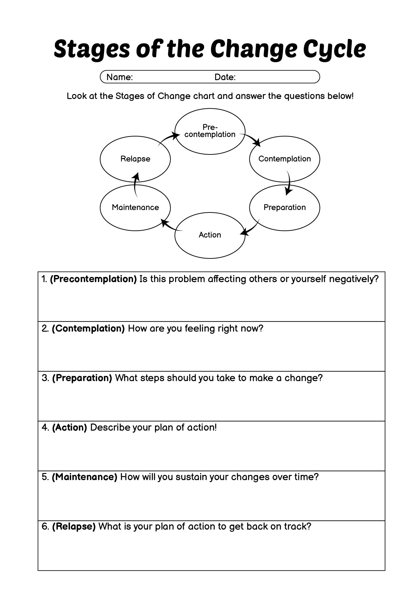 8 Best Images of Stages Of Change Worksheet Addiction - Stages of ...