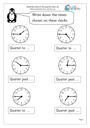 Time Worksheets Quarter Hour Image