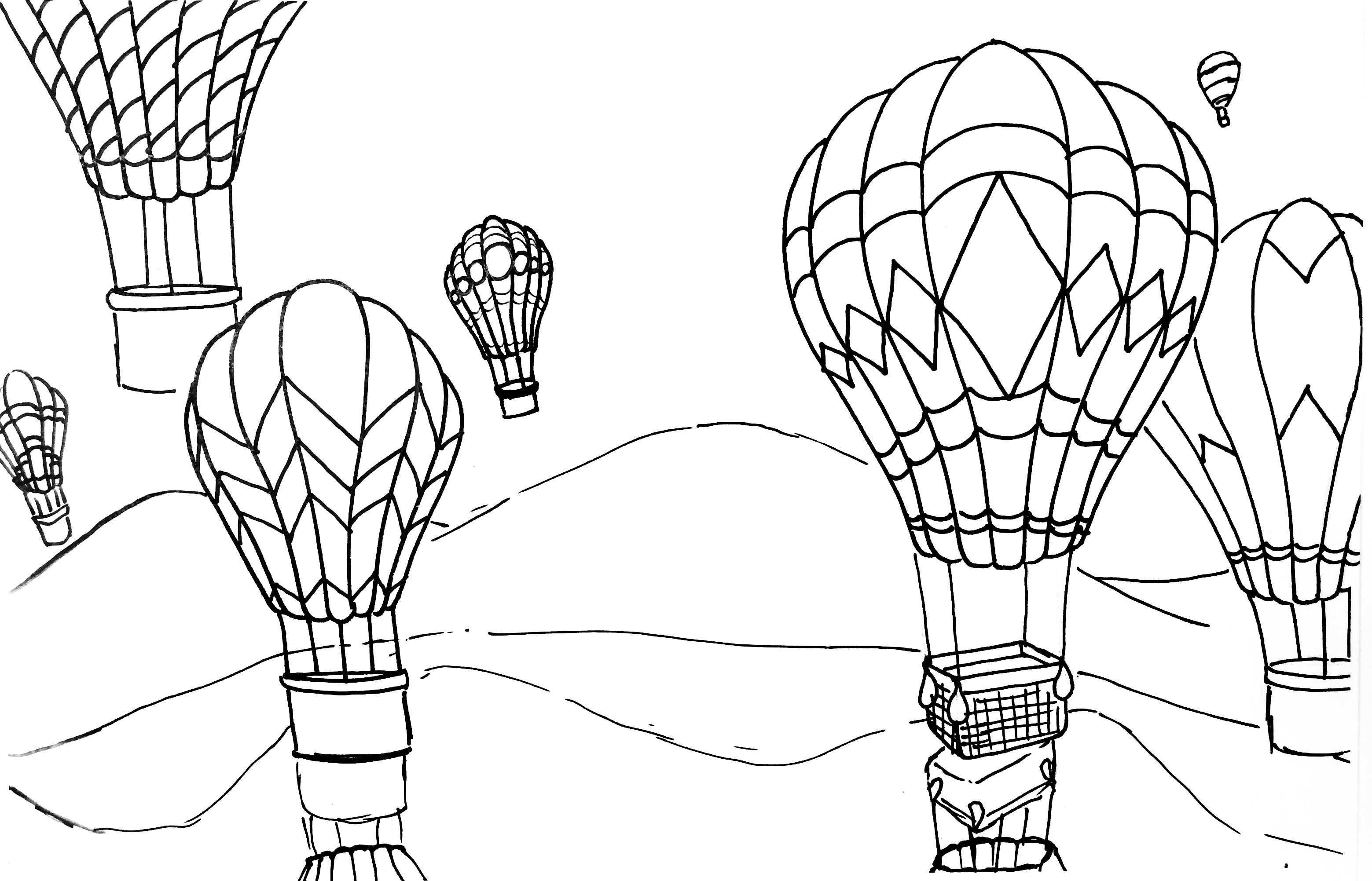 Watercolor Painting Hot Air Balloons
