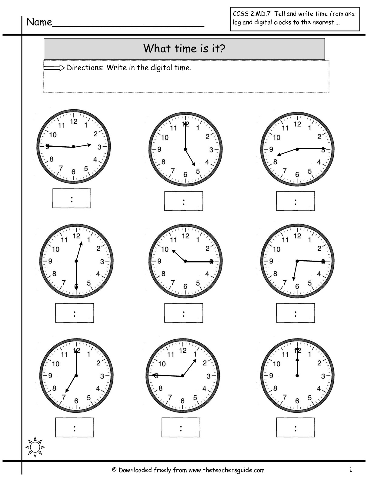 Worksheet On Telling Time Quarter Hour Image
