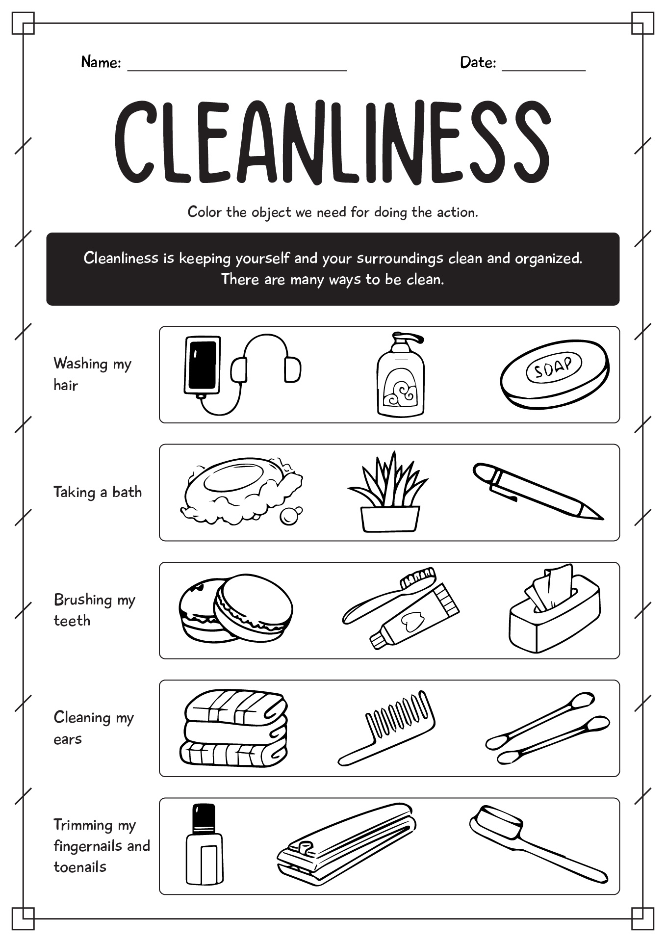 Worksheets On Cleanliness