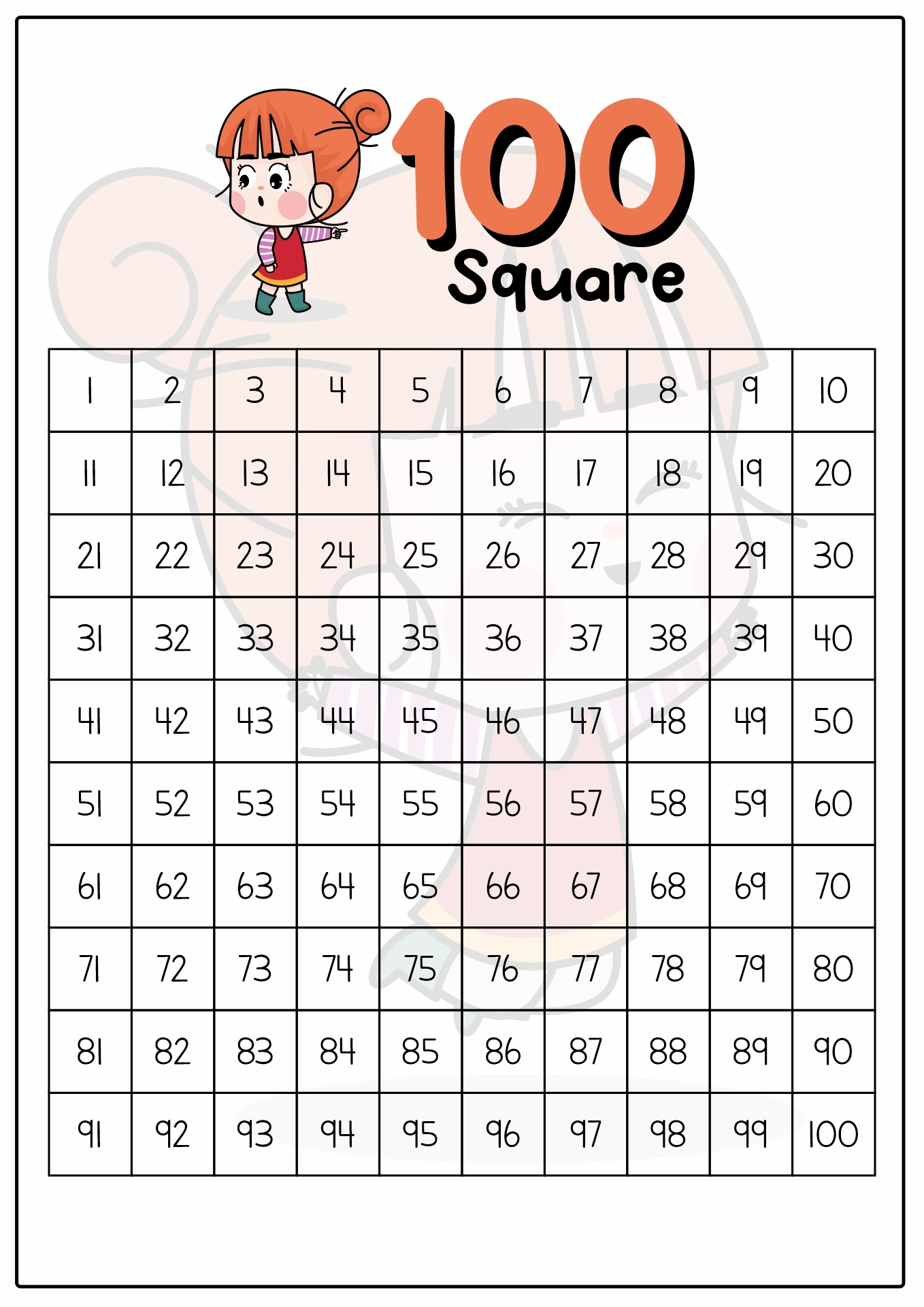 100 Number Square Image