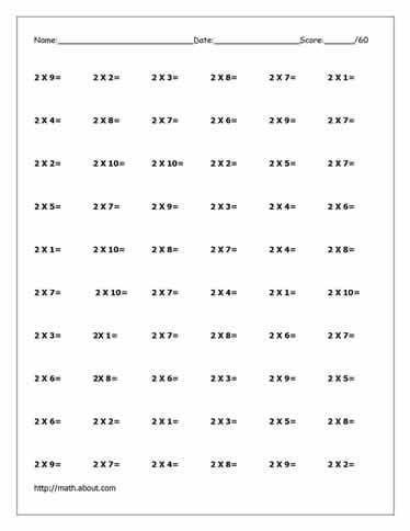 2 Times Multiplication Tables Worksheets Image