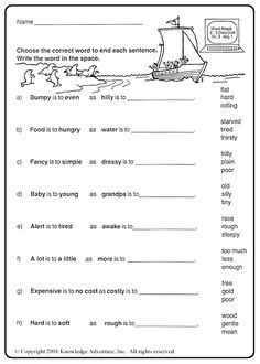 4th Grade Analogies Worksheets Image