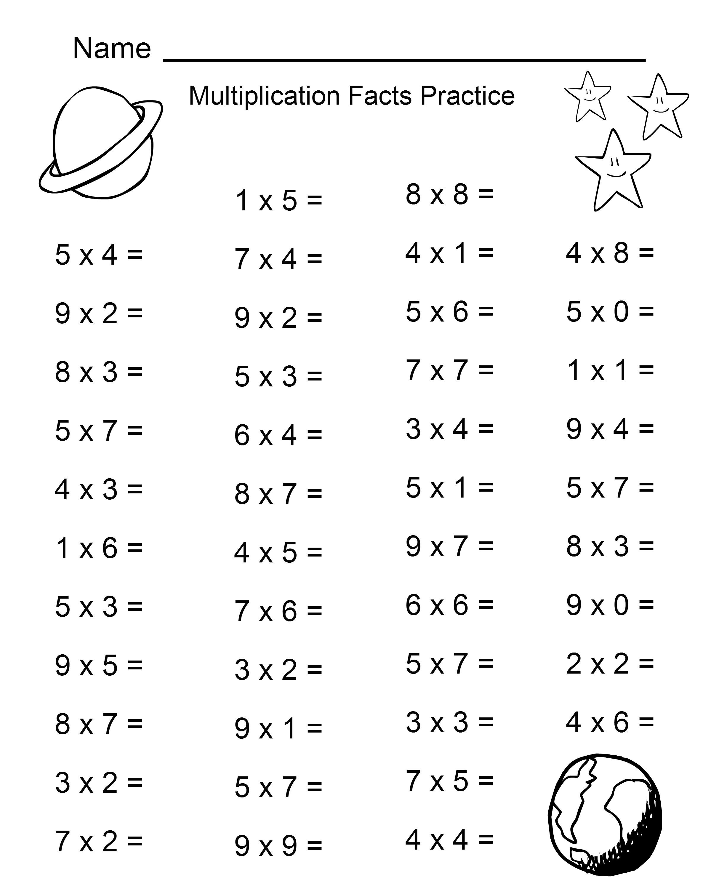 4th Grade Multiplication Practice Worksheets