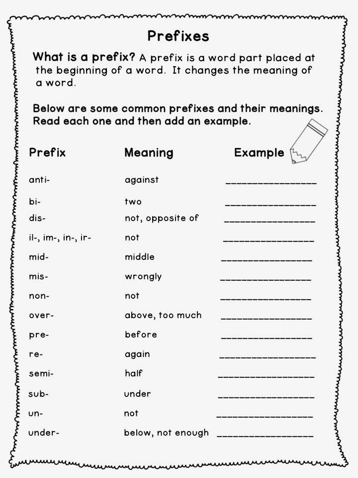 Free Printable Prefix Worksheets For 2nd Grade