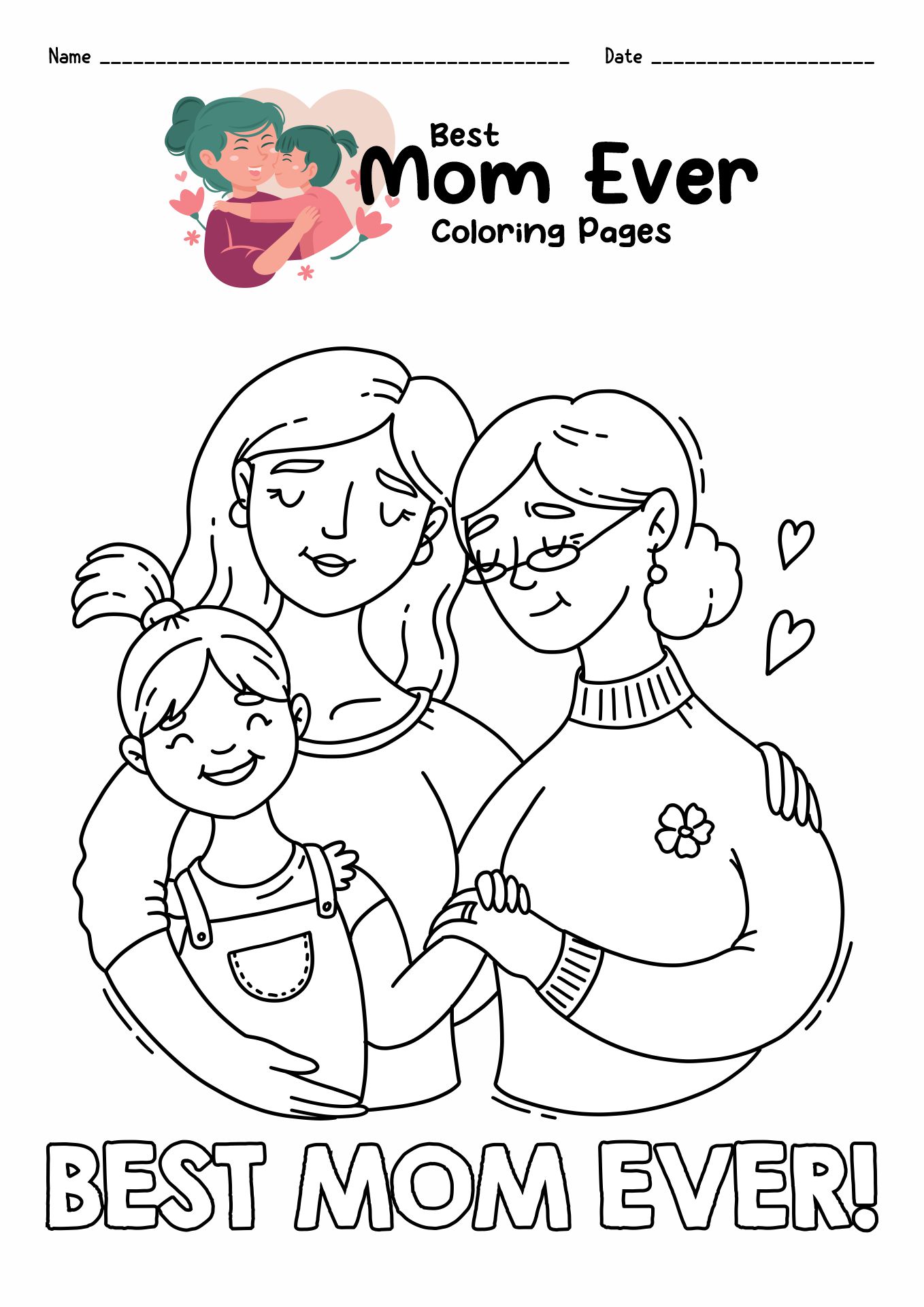 Best Mom Ever Coloring Pages Image