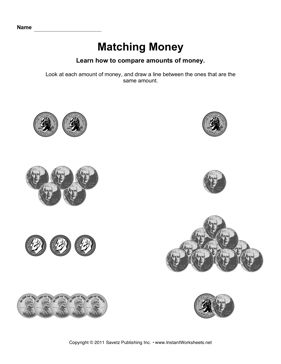 Coin Money Matching Worksheets Image
