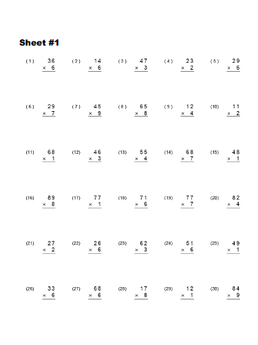 Free Multiplication Worksheets 4th Grade Image