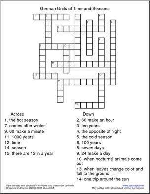 German Crossword Puzzles Printable Image