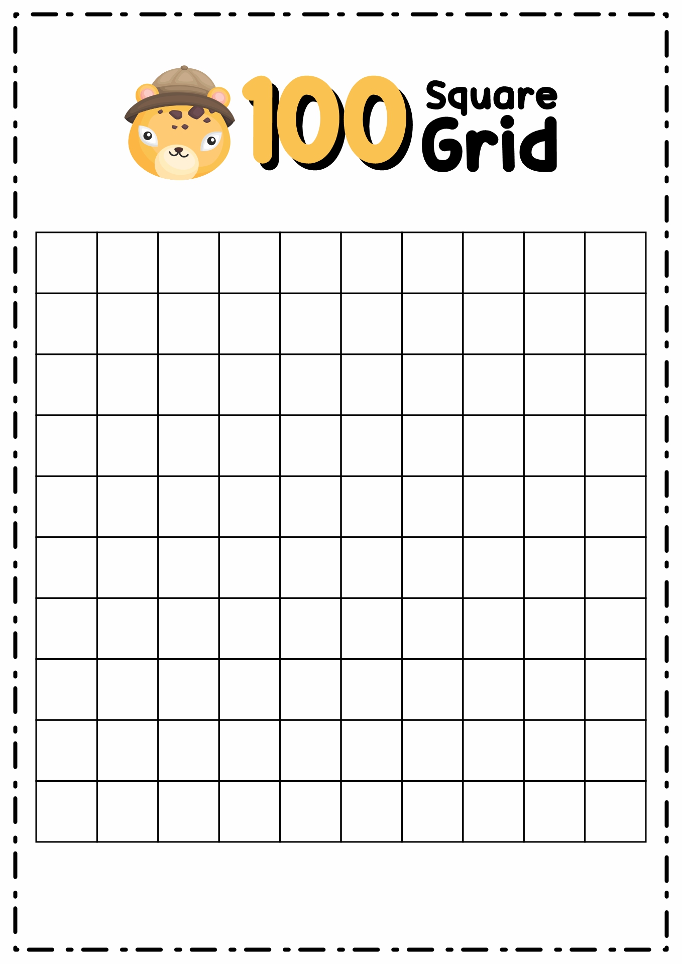 Hundred Printable 100 Square Grid Image