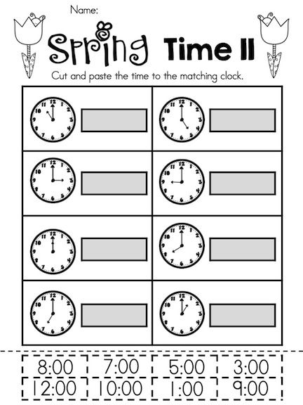 Kindergarten Math Telling Time Worksheets