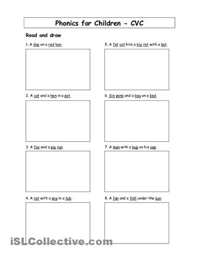 Kindergarten Phonics Worksheets CVC Words