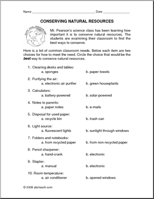 Natural Resources Worksheets Middle School Image