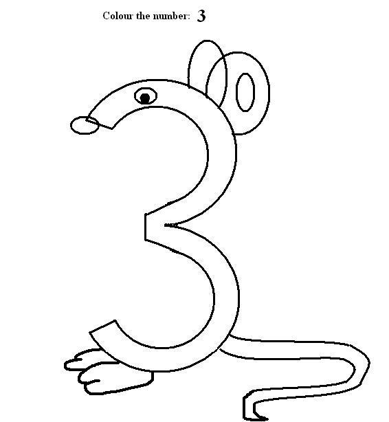 Number 3 Coloring Pages for Kids Image