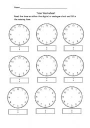 Printable Blank Clocks for Telling Time Worksheet Image
