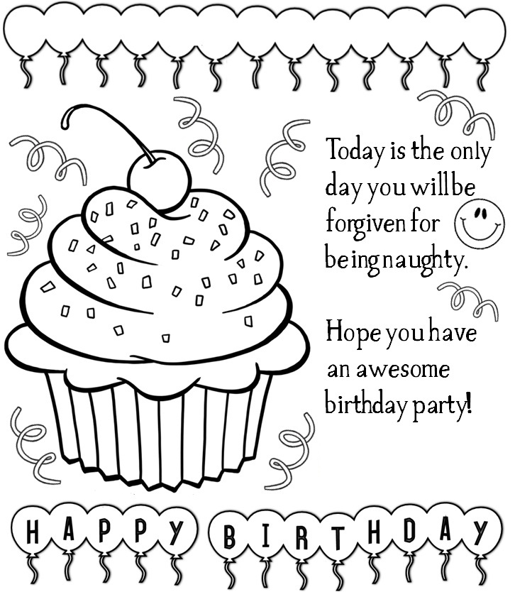 Printable Coloring Birthday Cards Image