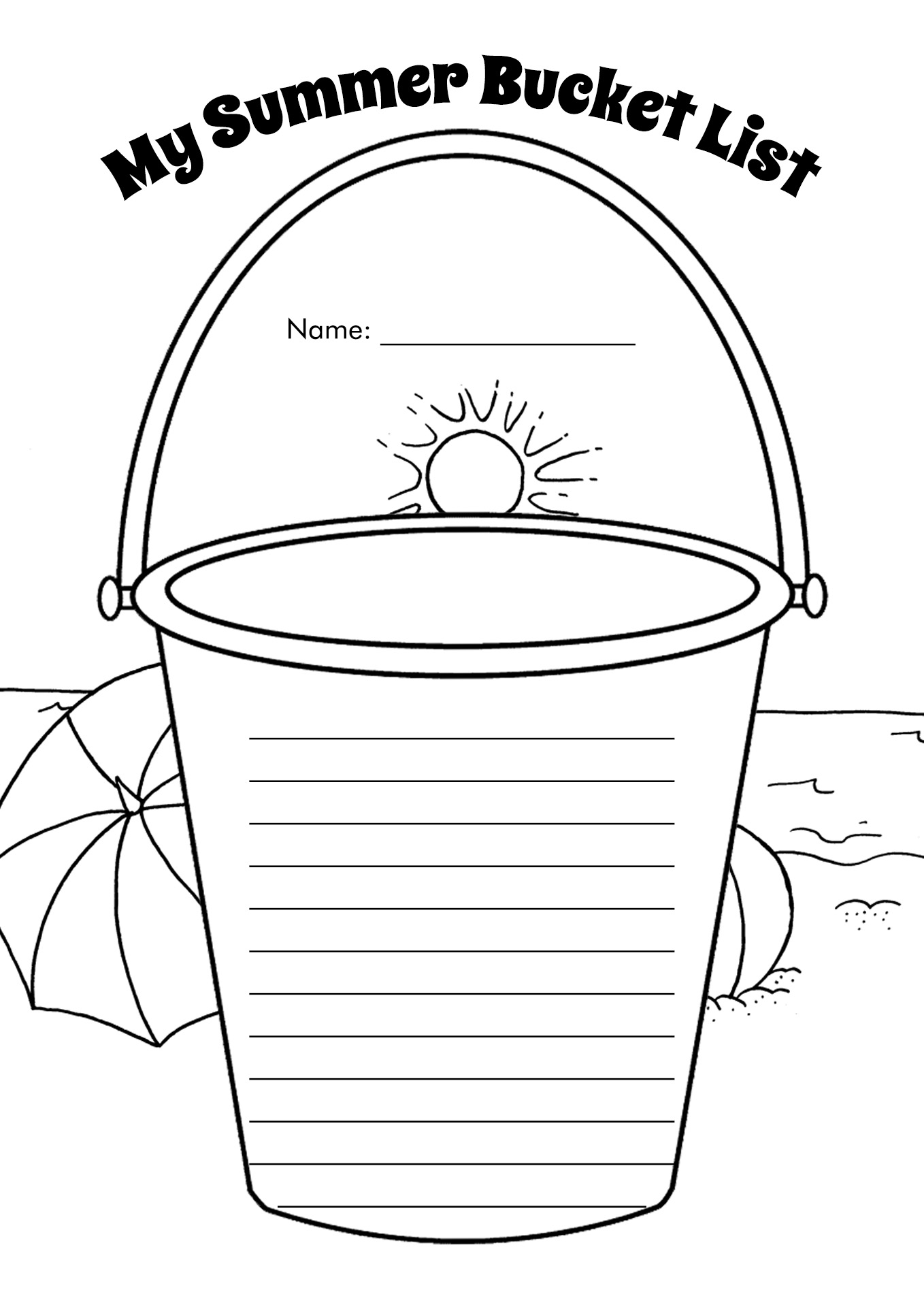 Summer Bucket List Writing Activity Image