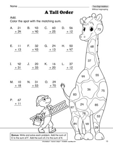 Two-Digit Addition with Regrouping Worksheets Image