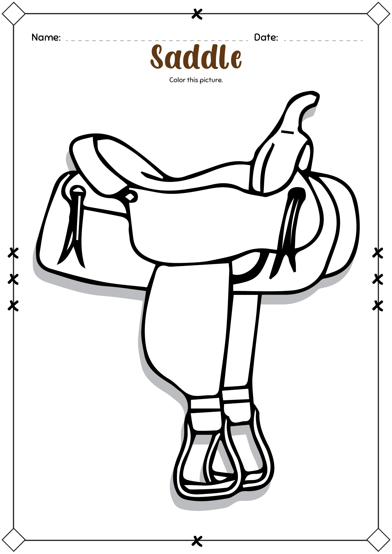 Western Horse Saddle Coloring Pages
