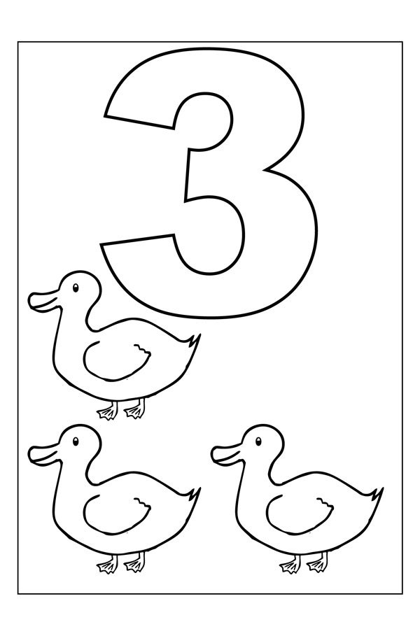 Worksheets Number 3 Coloring Page Image