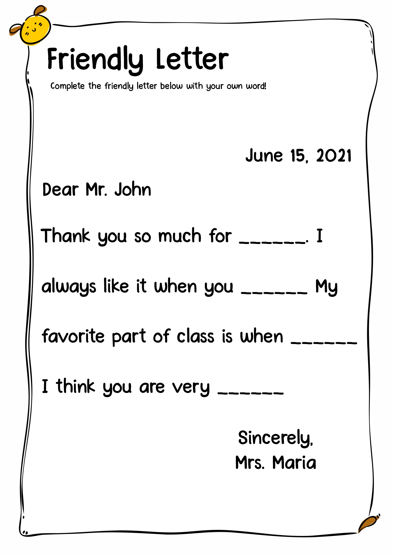 Writing Friendly Letters 2nd Grade