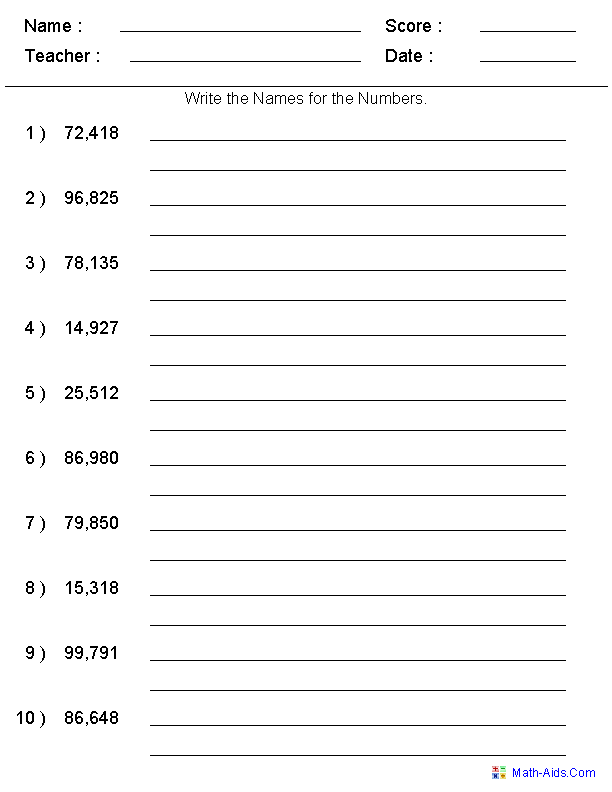 Writing Number Words Worksheets Image