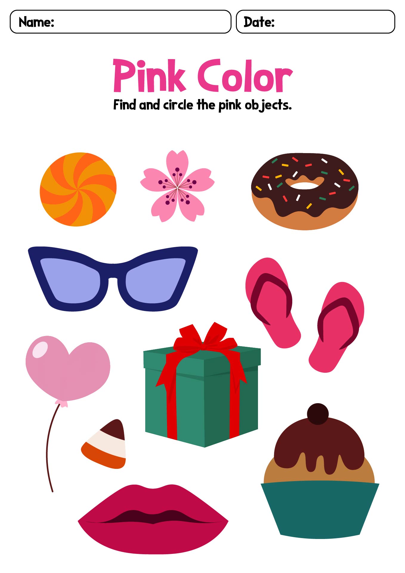 Color Pink Sorting Worksheets for Early Education