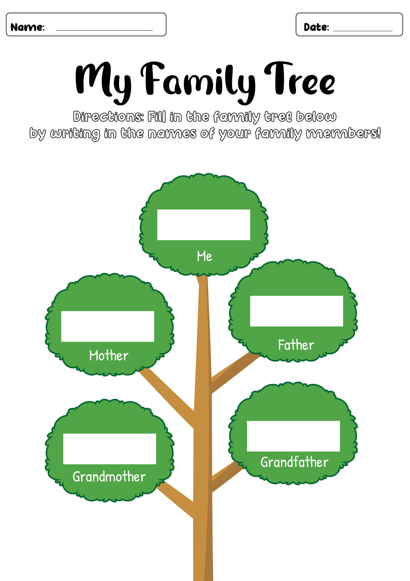 Printable Heritage Tree Worksheet for Students