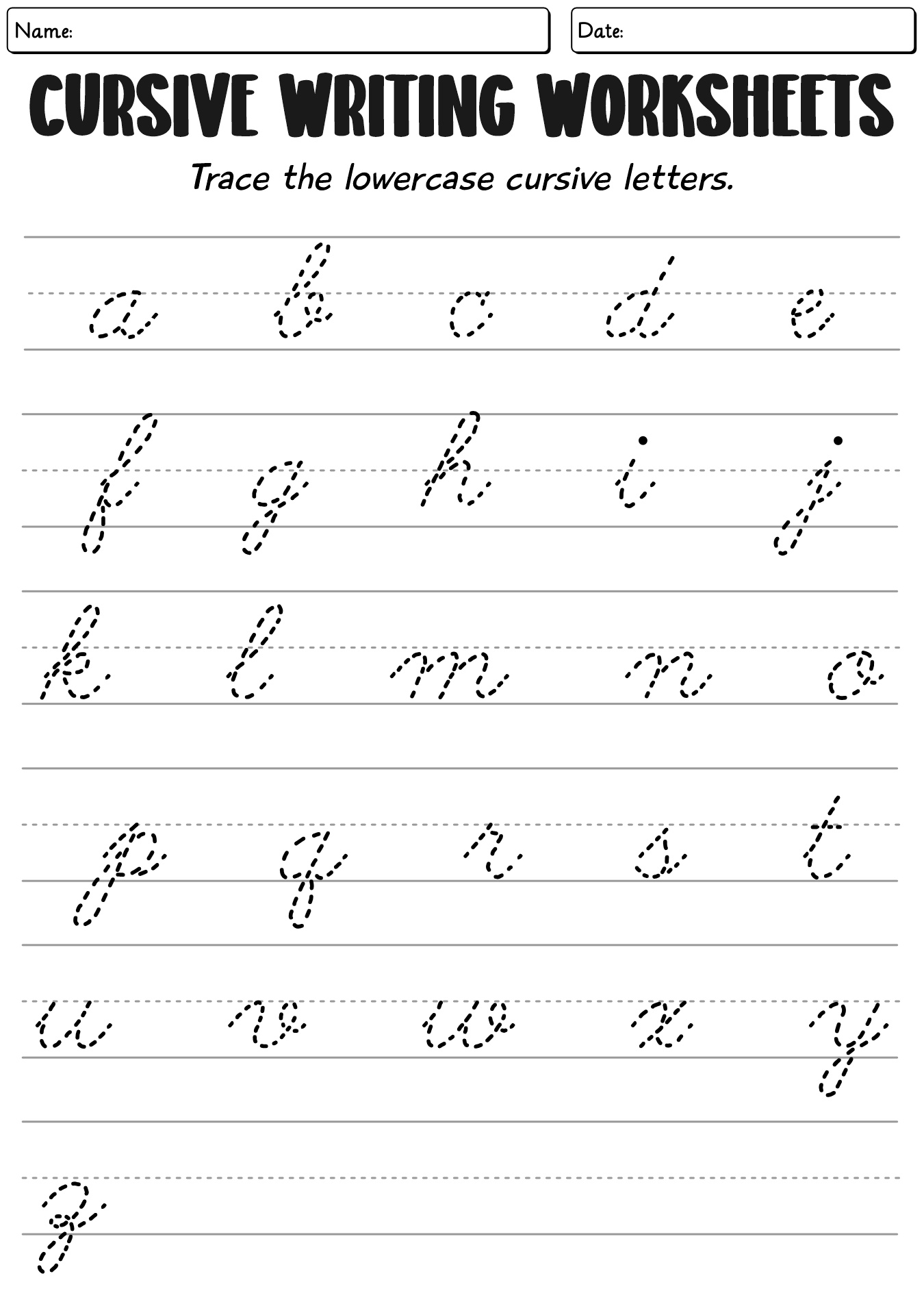 Beginner Cursive Writing Worksheets For Kids