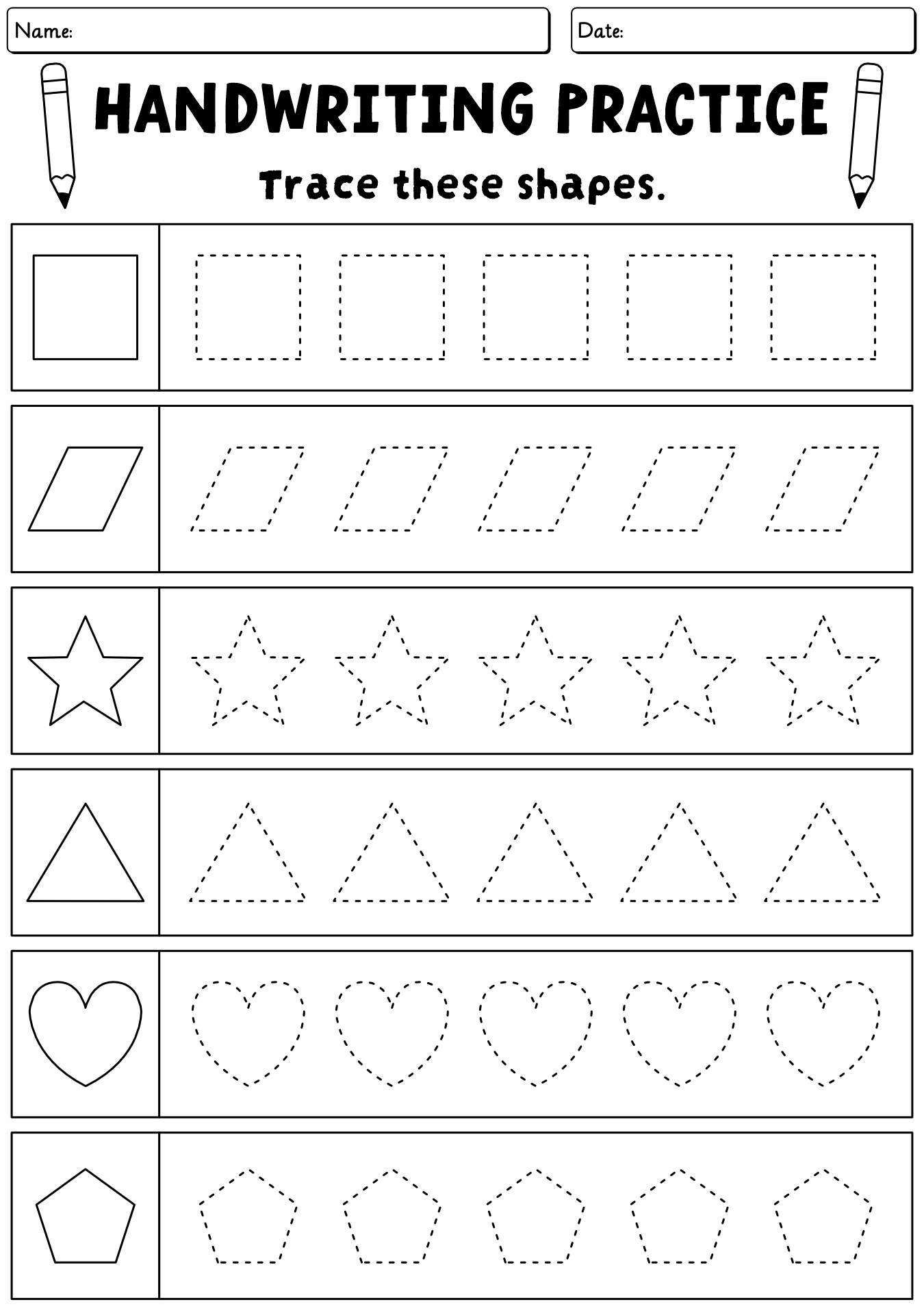 Handwriting Practice Sheets For Toddlers