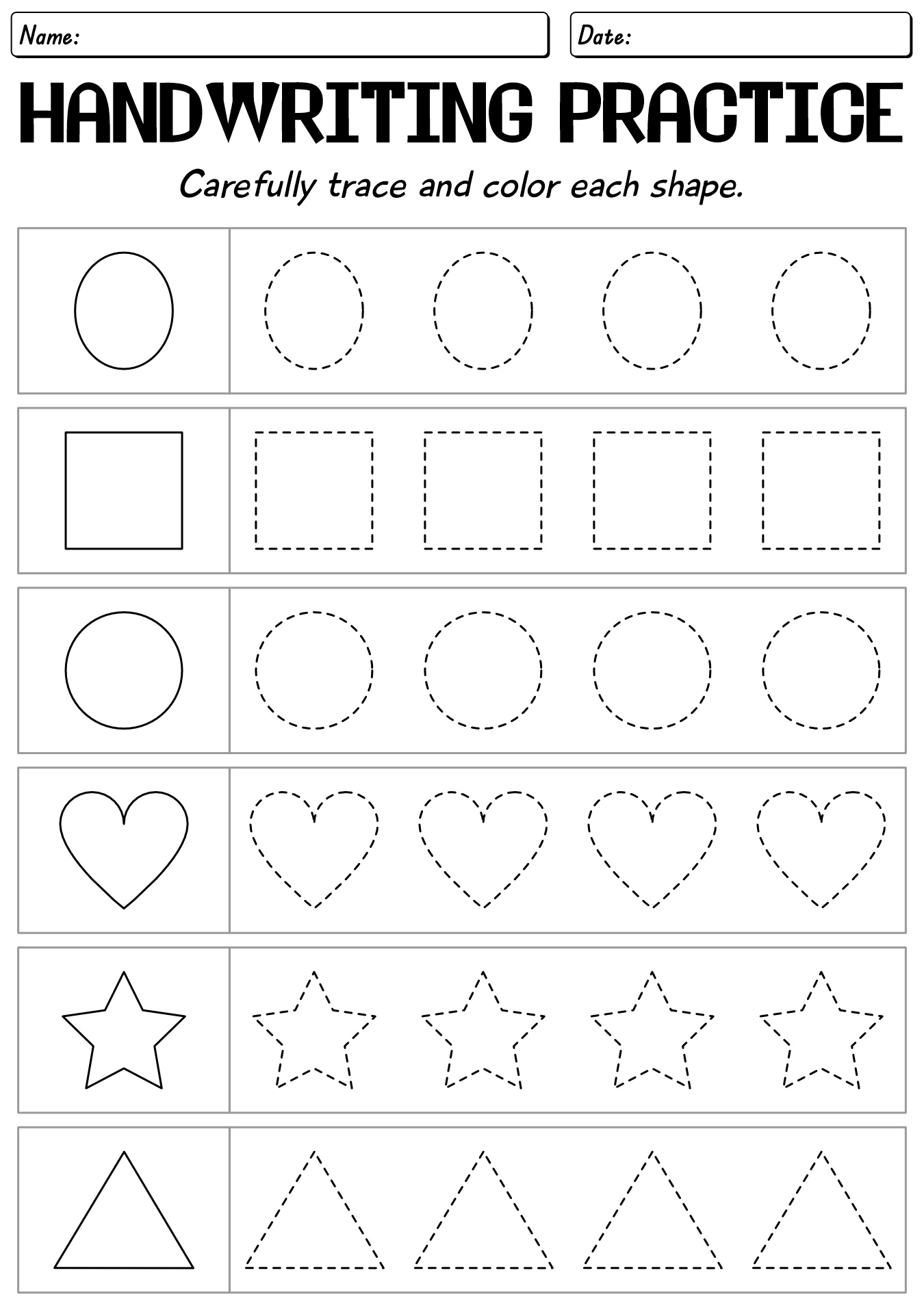 Kids Handwriting Practice Sheets