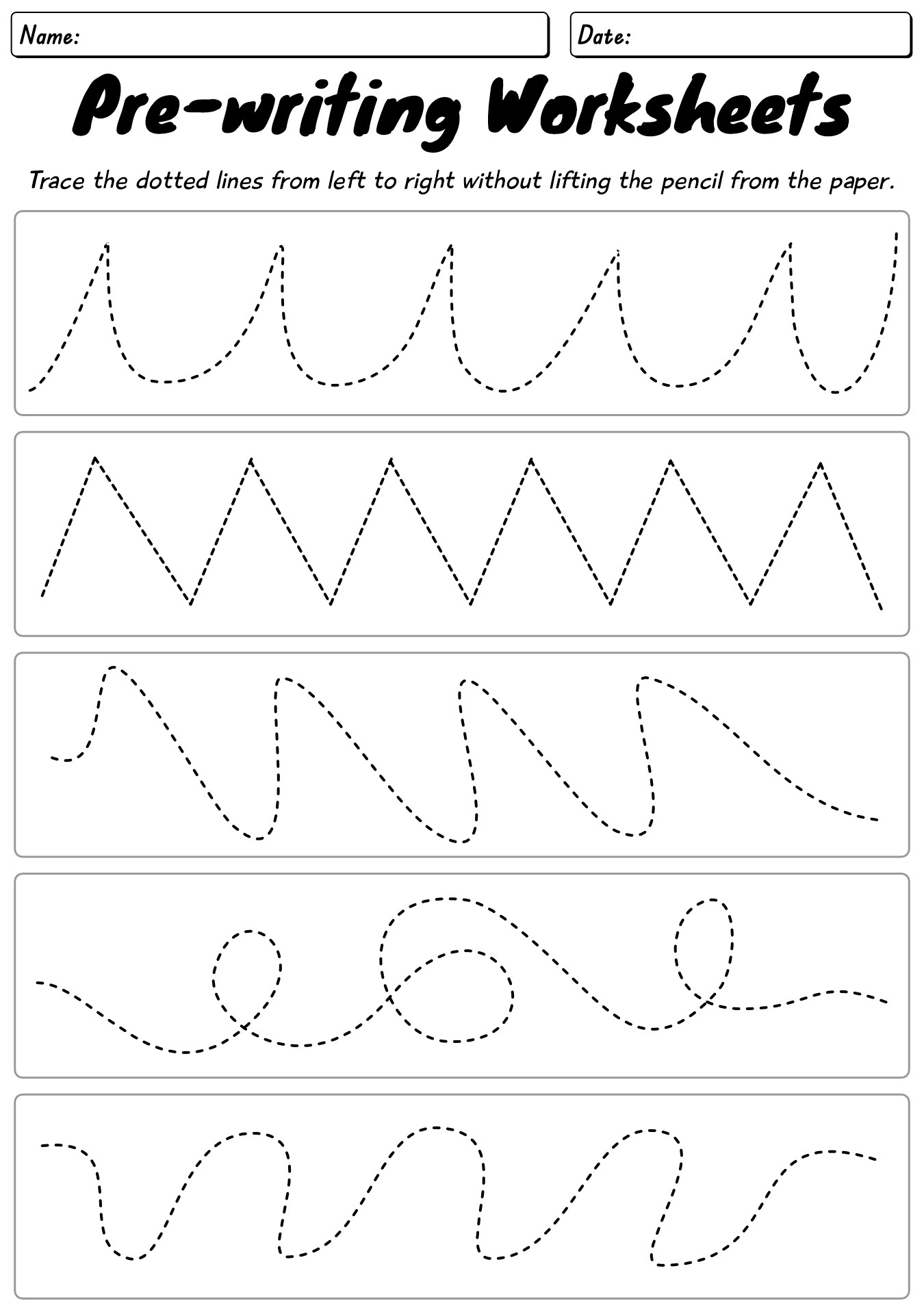 Pre-writing Worksheets For Young Children