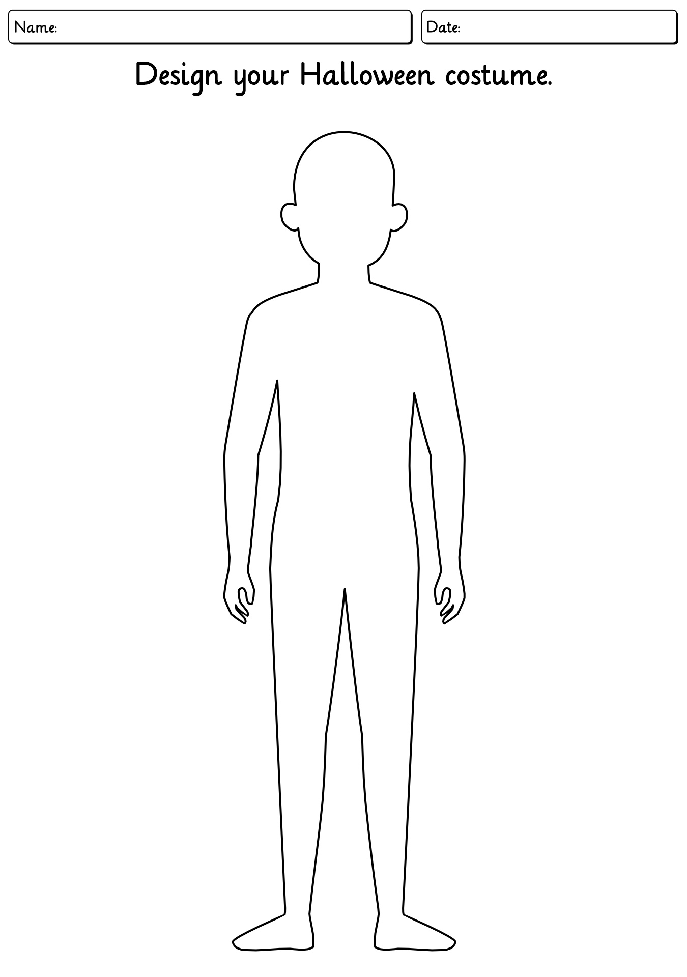 Printable Halloween Costume Design Worksheets