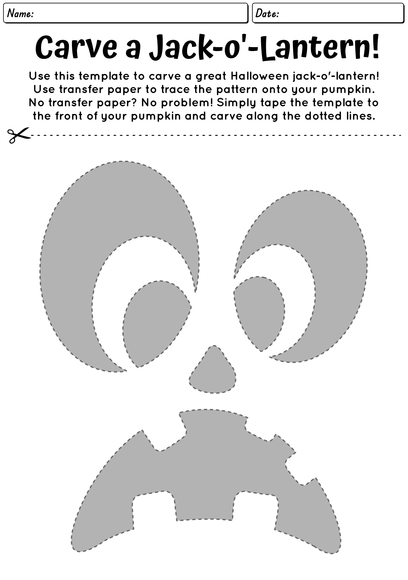 Printable Halloween Pumpkin Carving Worksheets