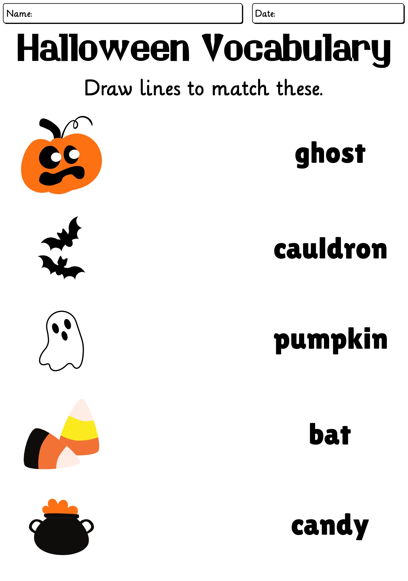 Printable Halloween Vocabulary Worksheets