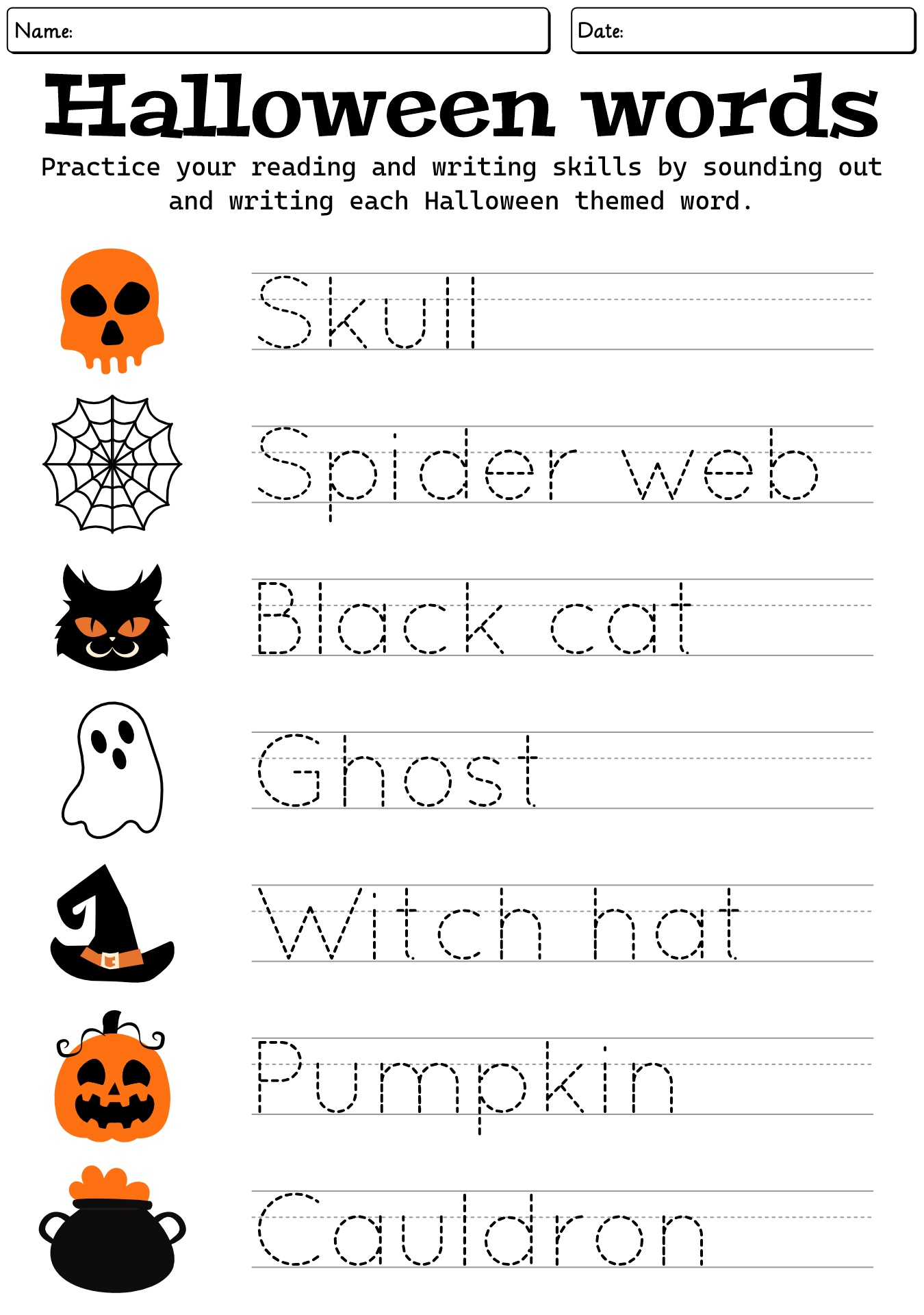 Printable Halloween Writing Worksheets