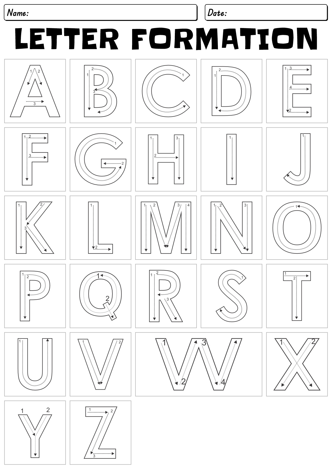 Toddler Letter Formation Guides