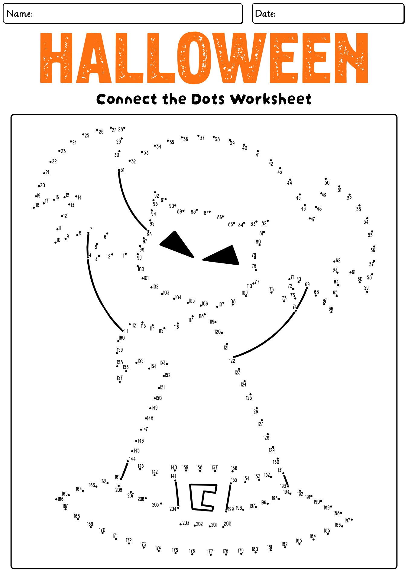 Halloween Connect The Dots Worksheet