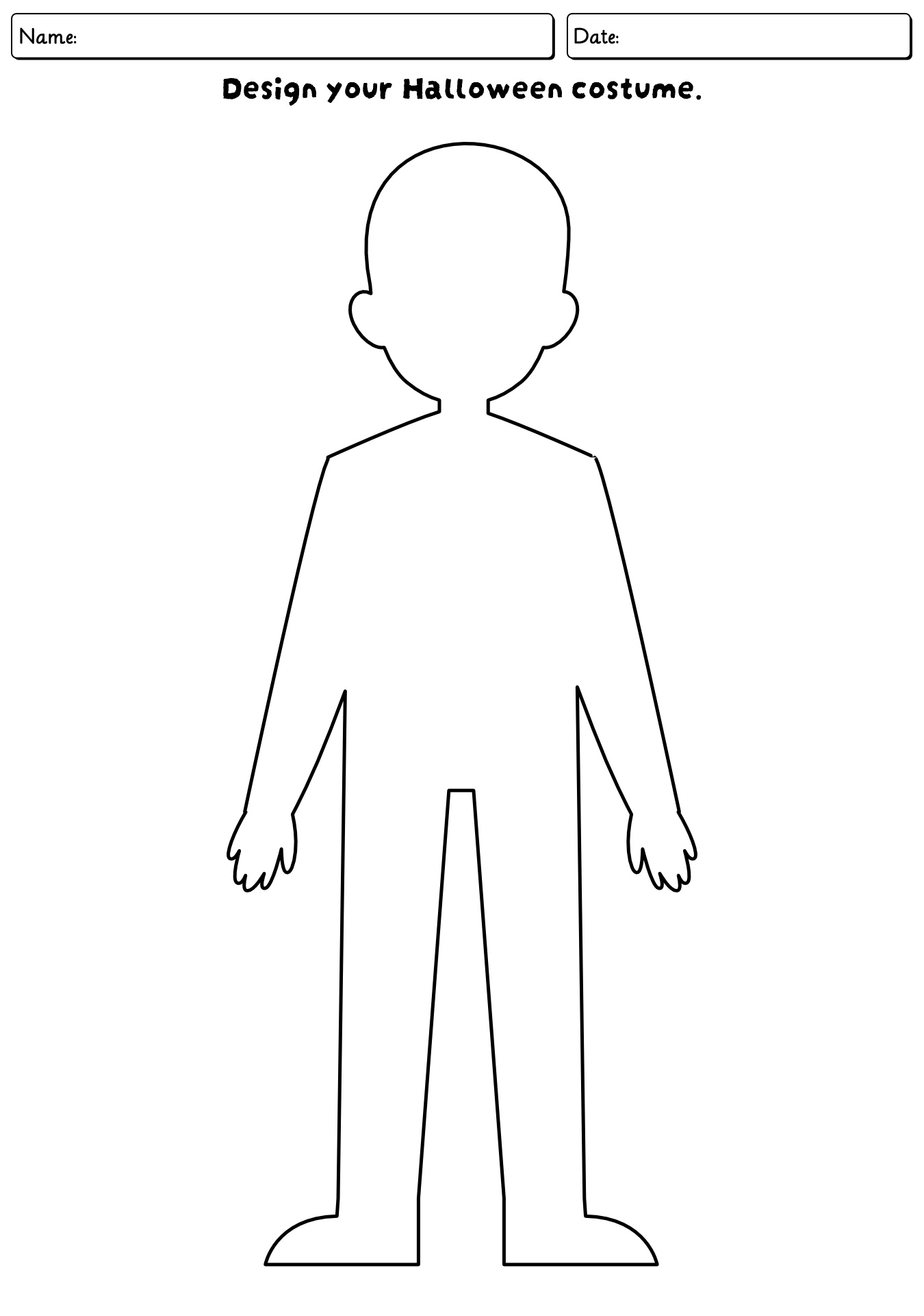 Halloween Costume Design Drawing Sheets