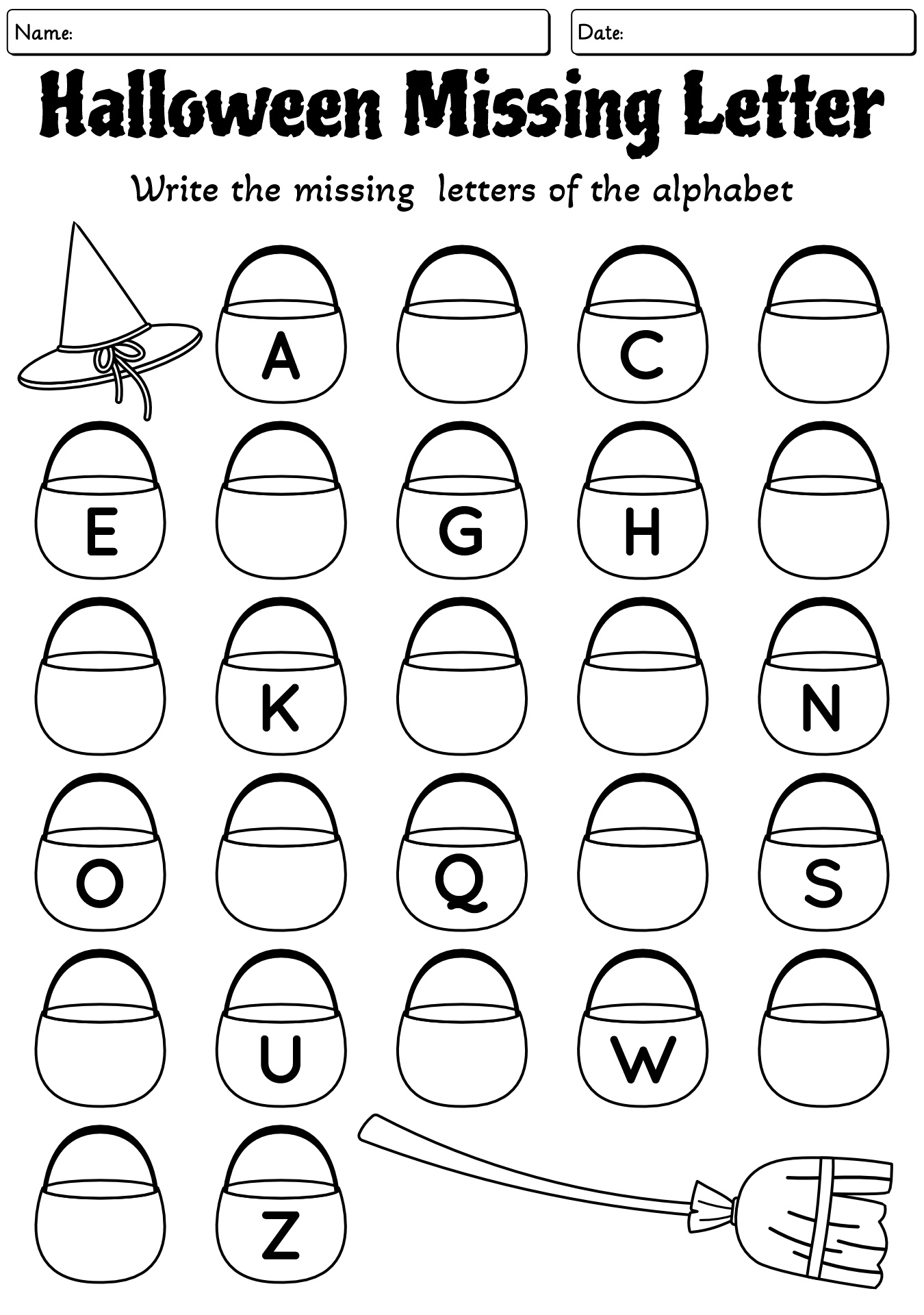 Halloween Edition Alphabet Find The Missing Letter