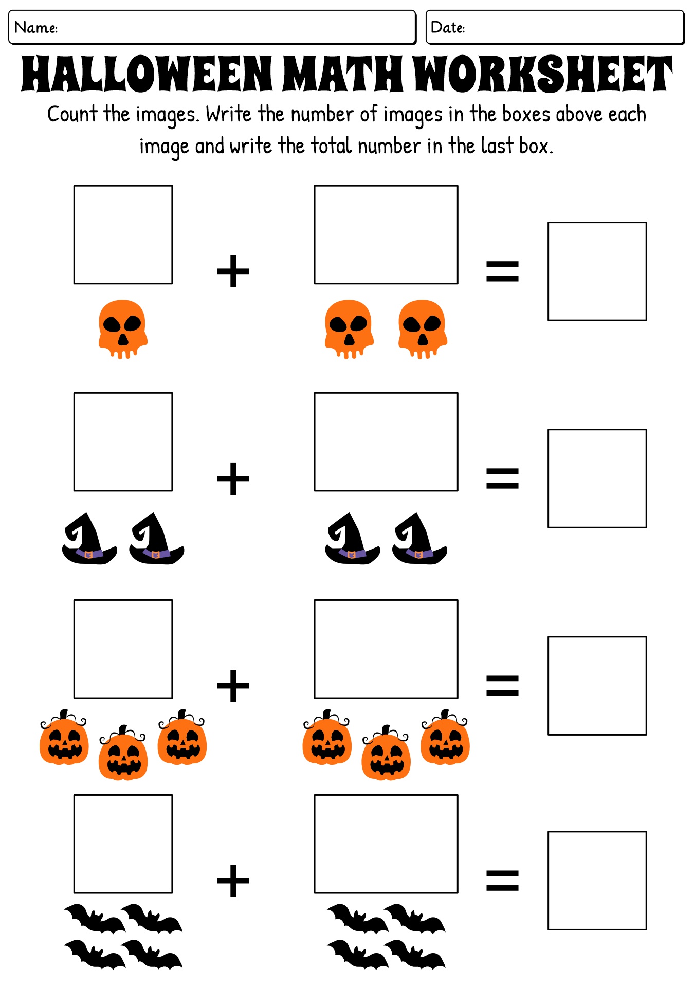 Halloween Math Exercises For Kindergarten