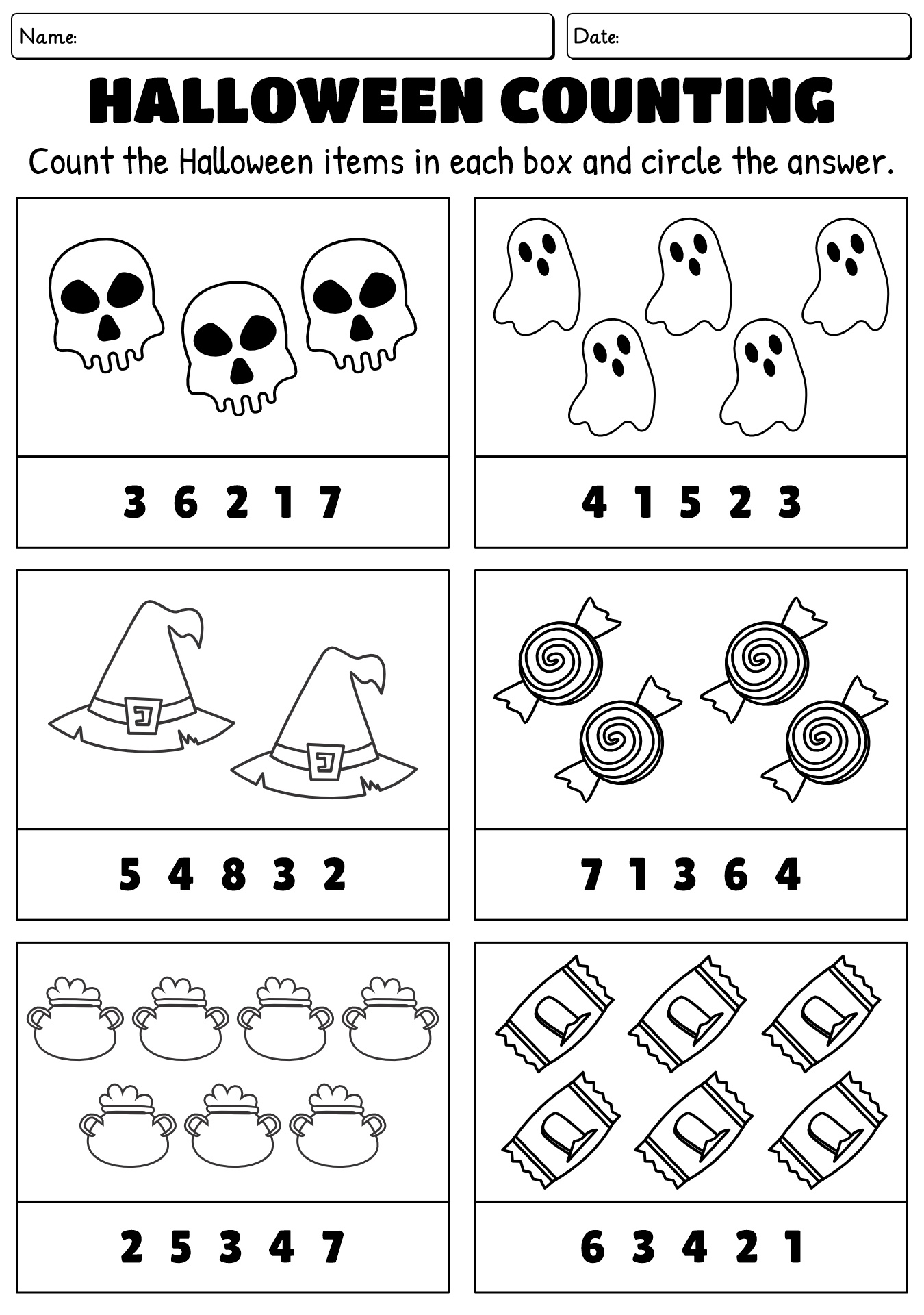 Halloween Math Worksheets for Kids