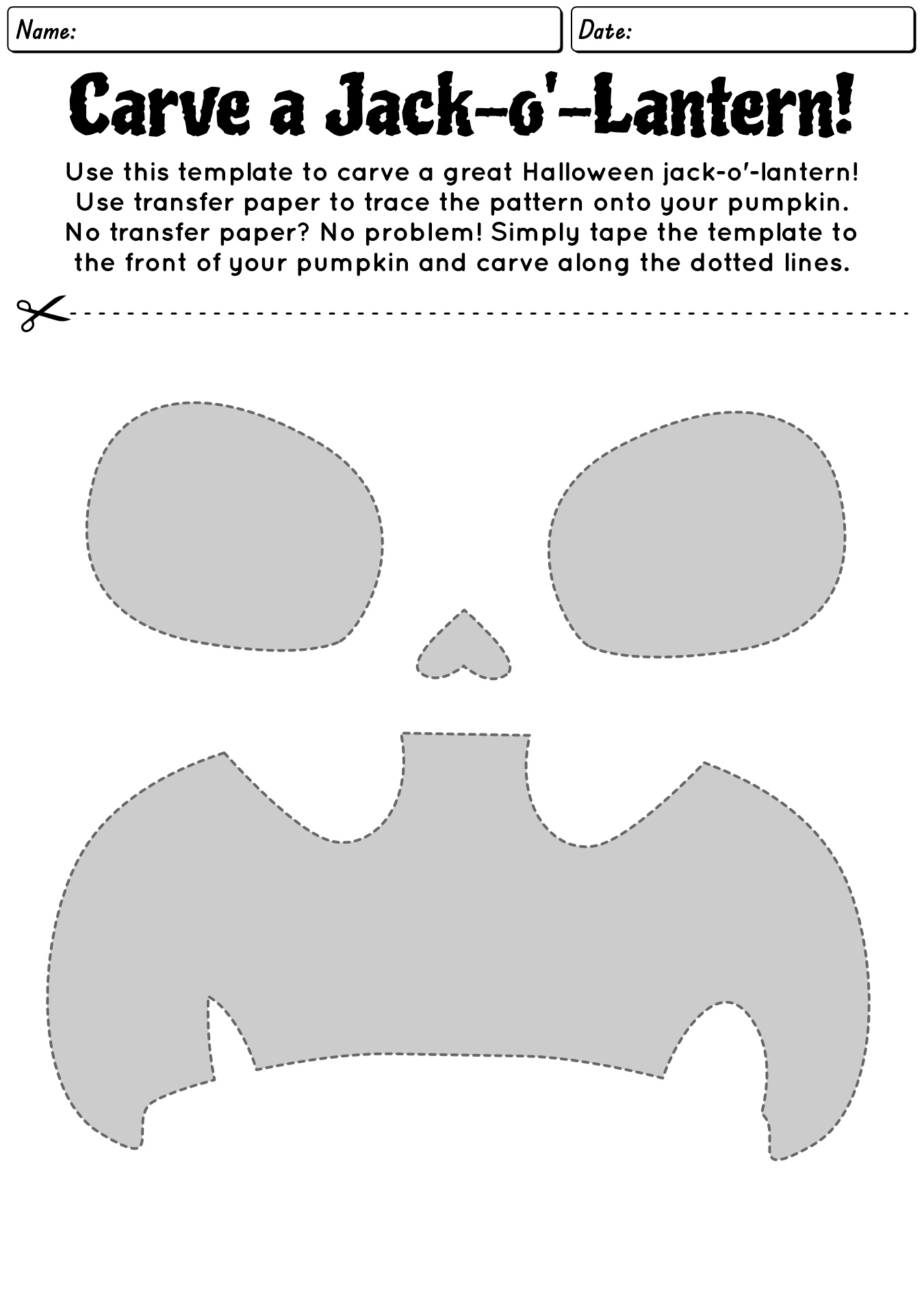 Halloween Pumpkin Carving Patterns Worksheets