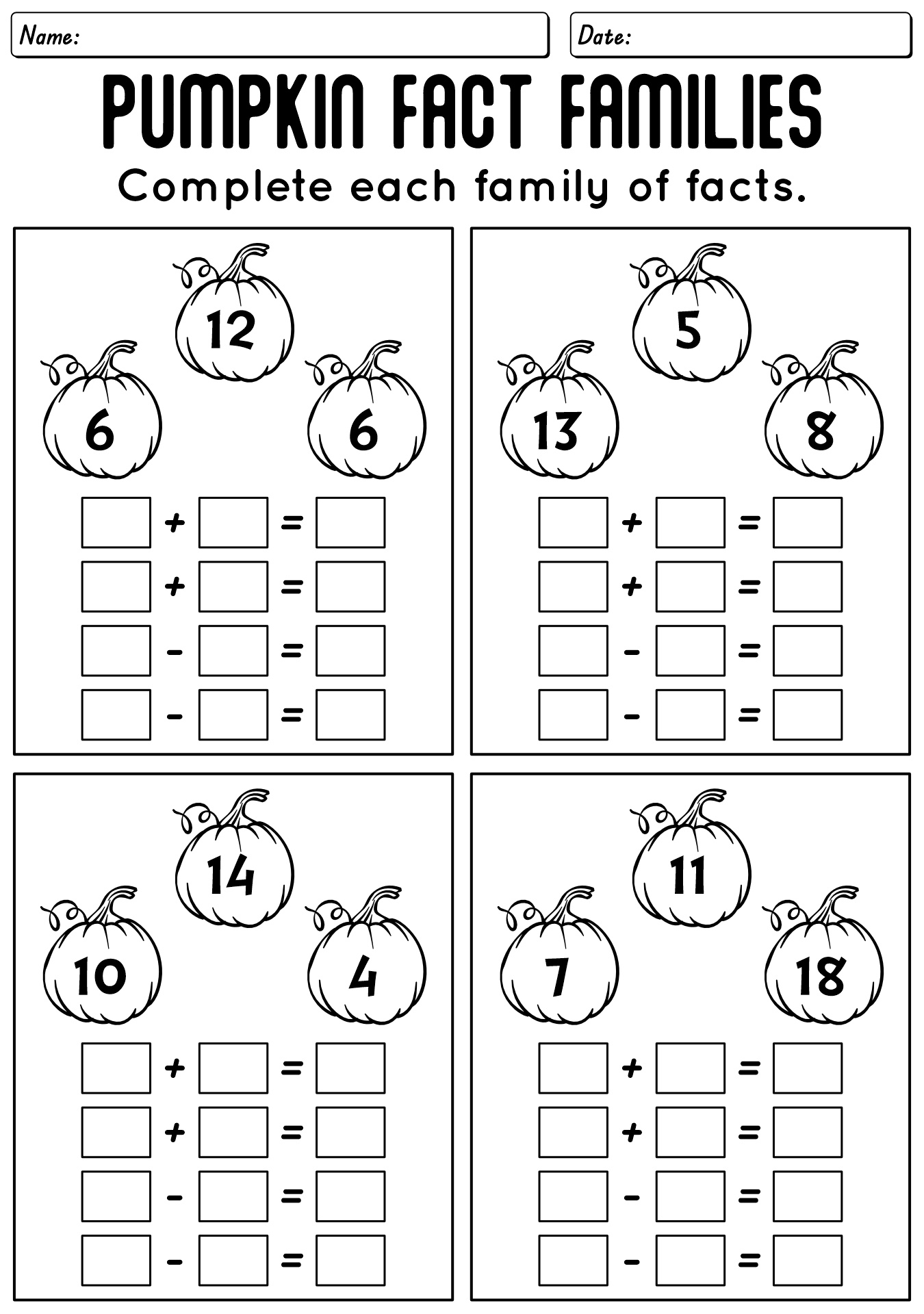 Halloween Pumpkin Fact Families