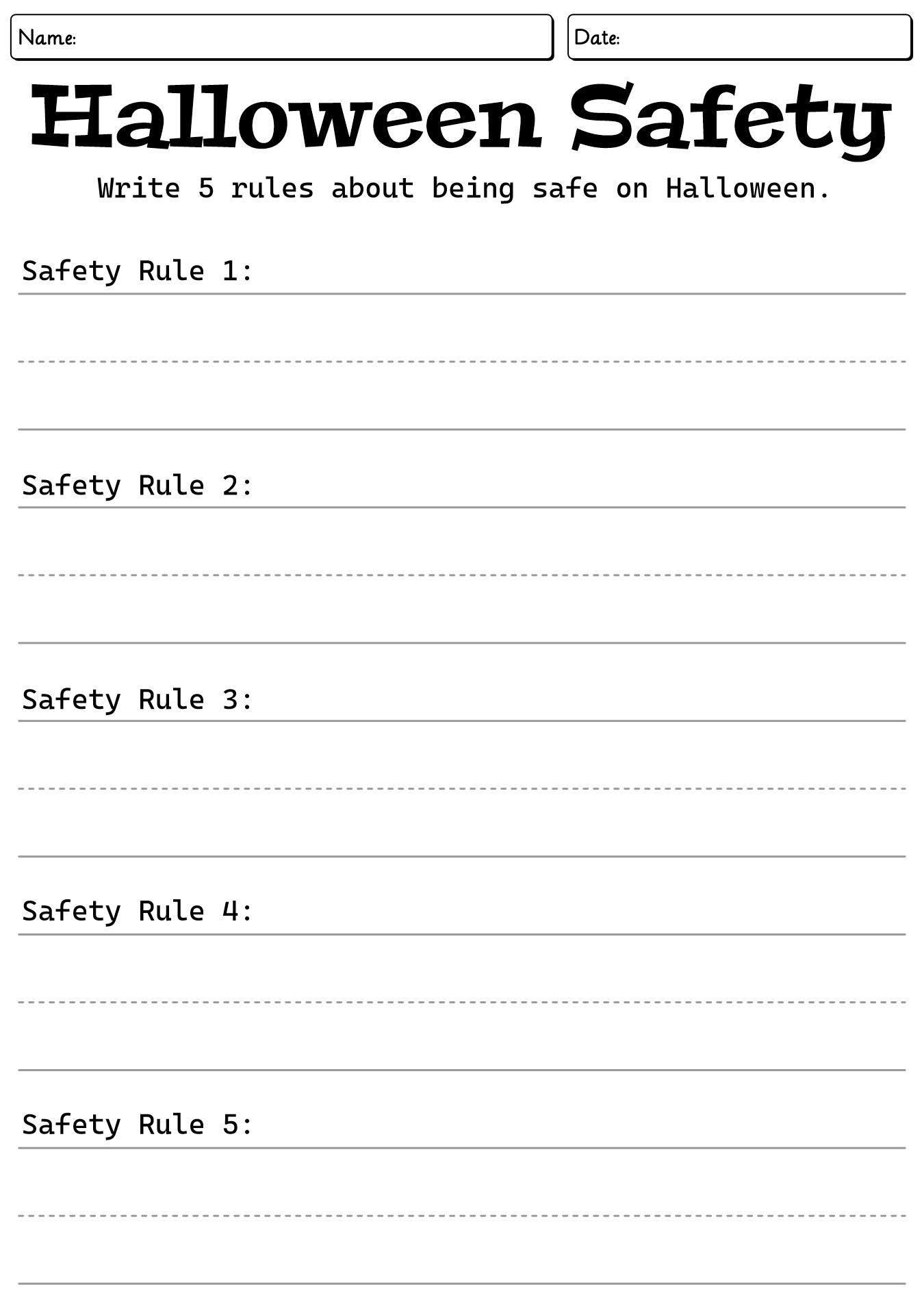 Halloween Safety Tips Activity Sheets For Kindergarten