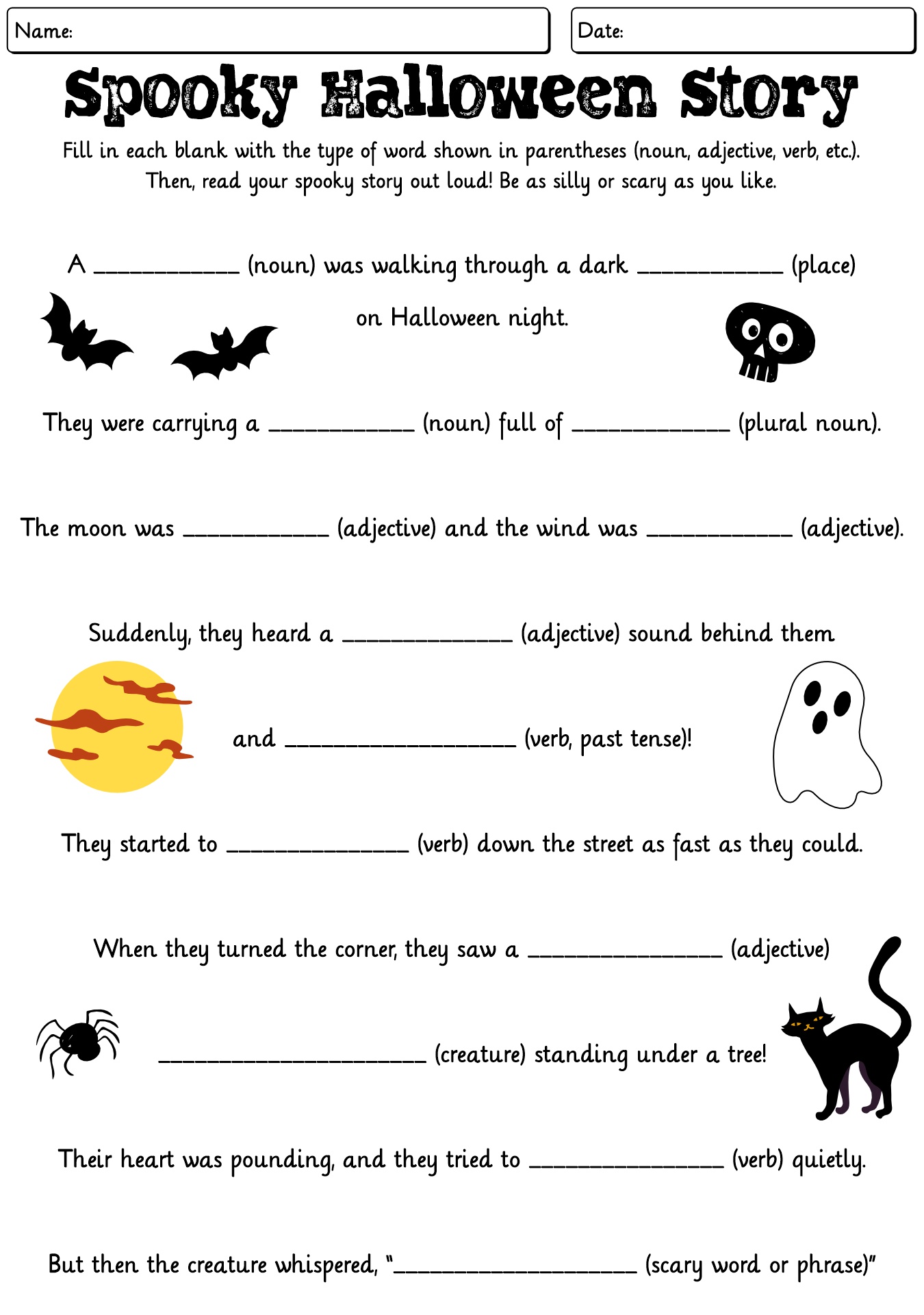 Halloween Spooky Letters Fill-In Activity