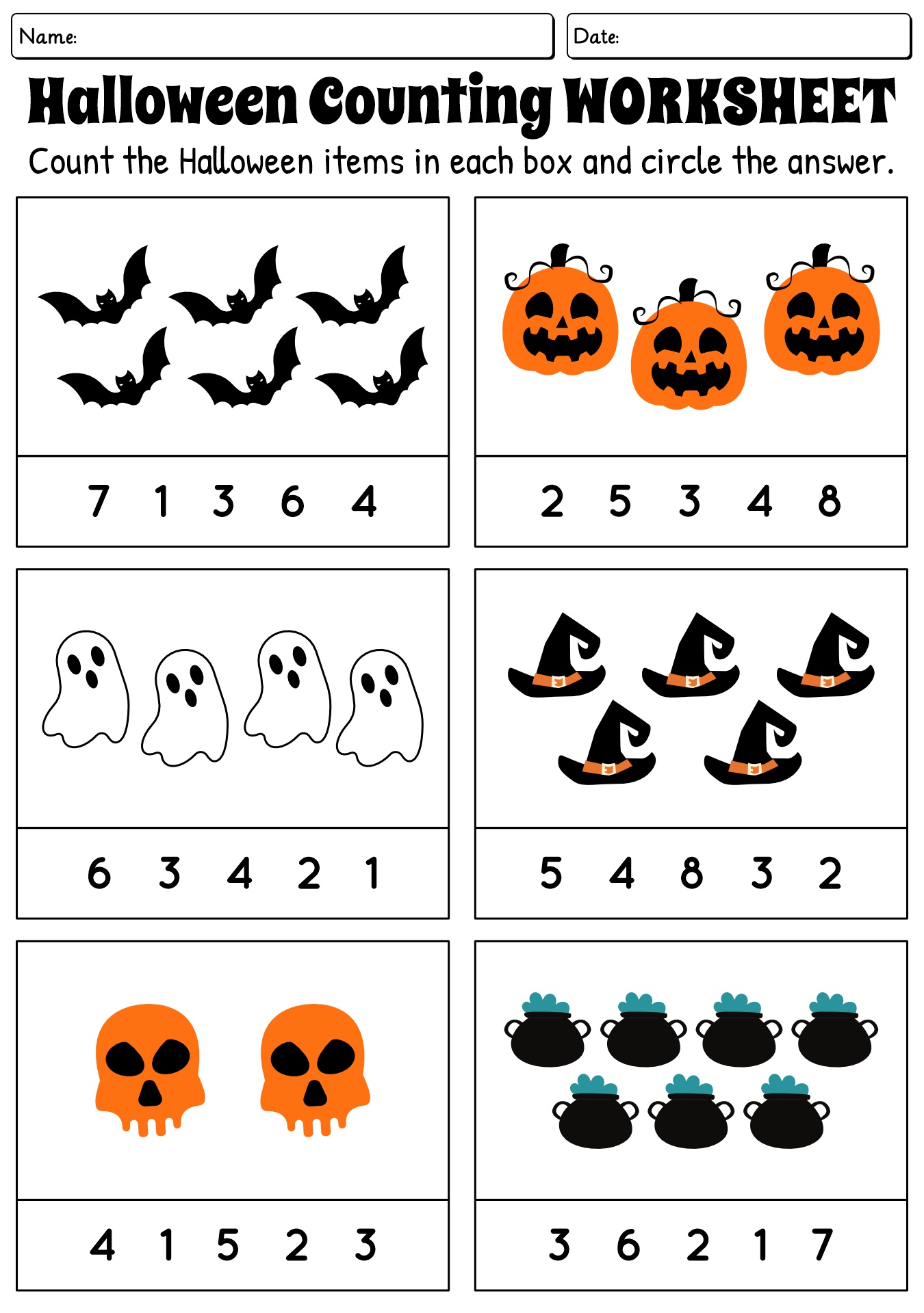 Halloween Themed Counting Activities For Kindergarten